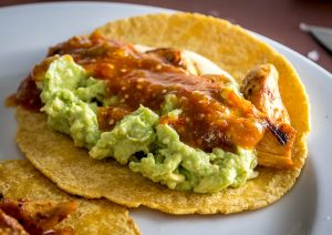 Warm chicken tacos with Tomatillo Chipotle Salsa