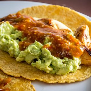 Warm chicken tacos with Tomatillo Chipotle Salsa
