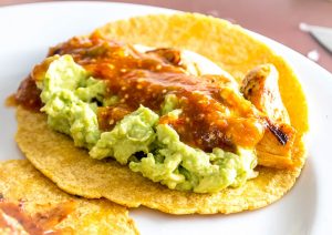 Chicken Tacos with Guac and homemade Salsa! mexicanplease.com