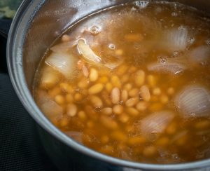 Mayocoba pot beans after simmering for 90 minutes