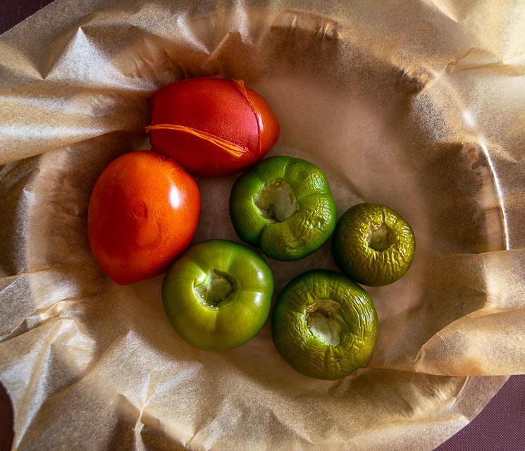 Tomatillos after 20 minutes roasting