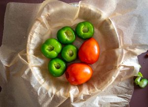 Roasting tomatoes and tomatillos for the Salsa