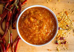 Bowl full of Chile de Arbol Salsa