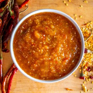 Bowl full of Chile de Arbol Salsa