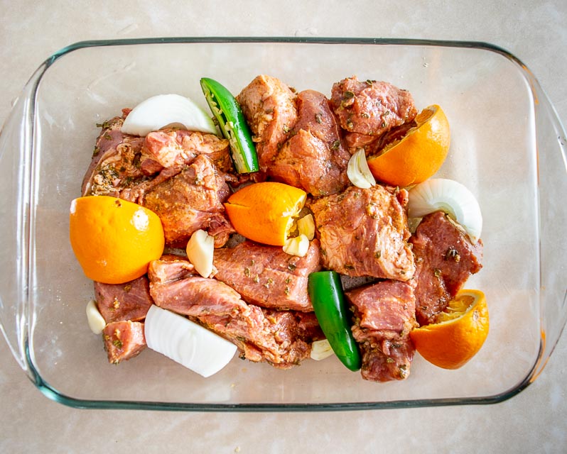 Adding orange to pork shoulder