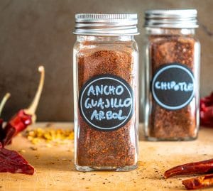 Ancho, Guajillo, Chile de Arbol chili powder