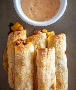 What a treat to find some Potato Chorizo Taquitos in the fridge! Just give 'em 20 minutes in the oven and dinner is served. Yum! mexicanplease.com
