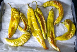 8 Hatch chiles after roasting for 30 minutes