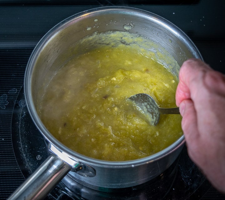 Simmering Hatch enchilada sauce