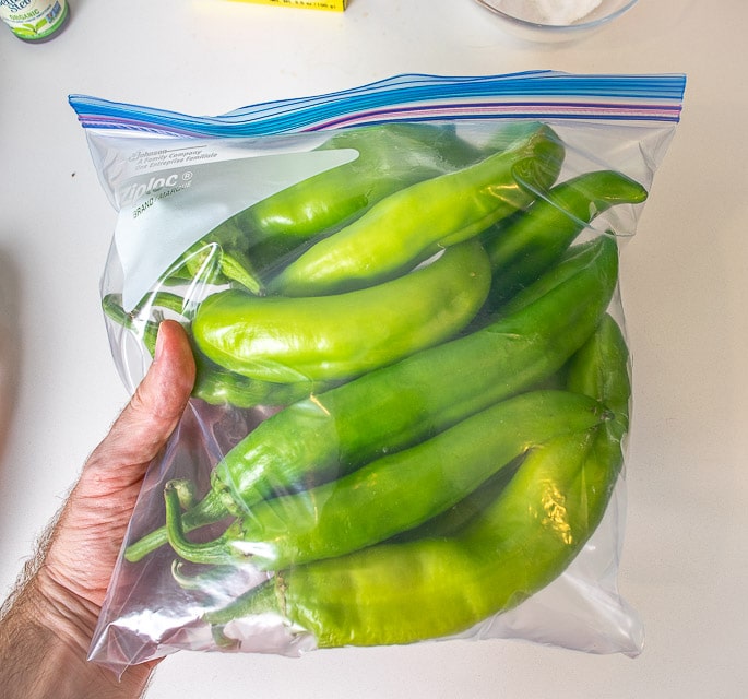 Ziploc full of Hatch green chiles