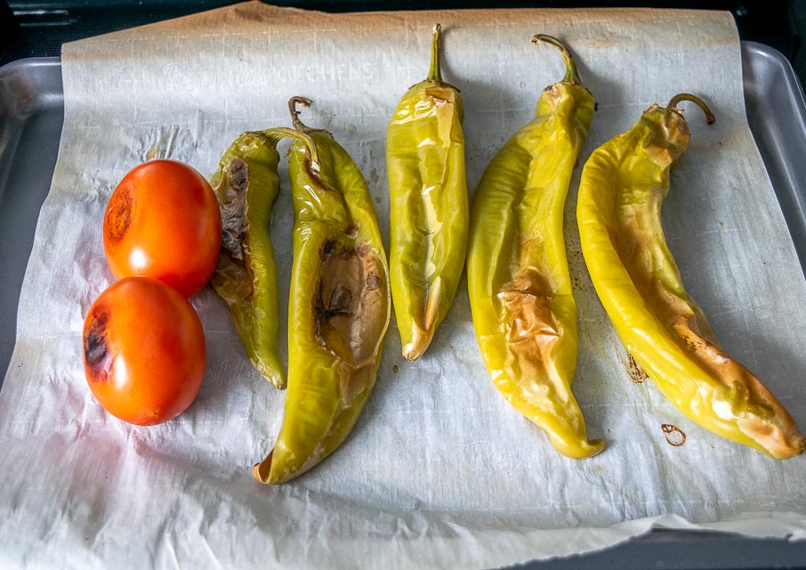 Hatch chiles after roasting for 25 minutes