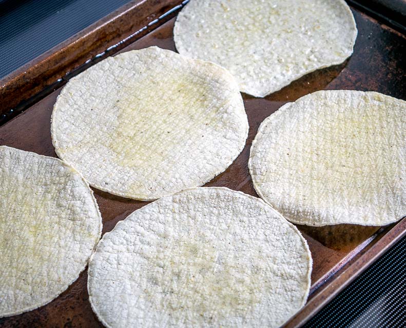 Baking corn tortillas for tostadas