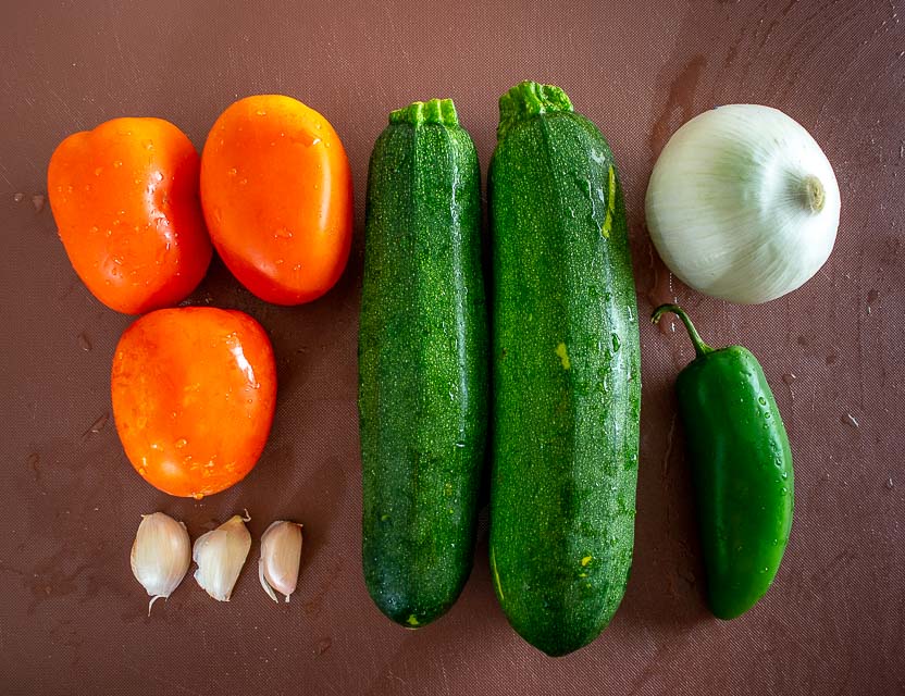 Veggie ingredients for Calabacitas