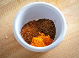 Spice rub made from New Mexican, Chipotle, and Ancho chile powders