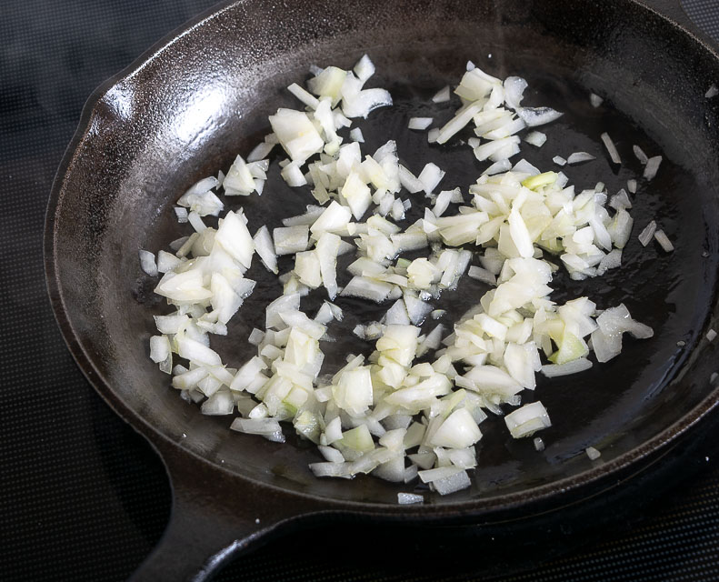 Saute onion for the Queso Dip