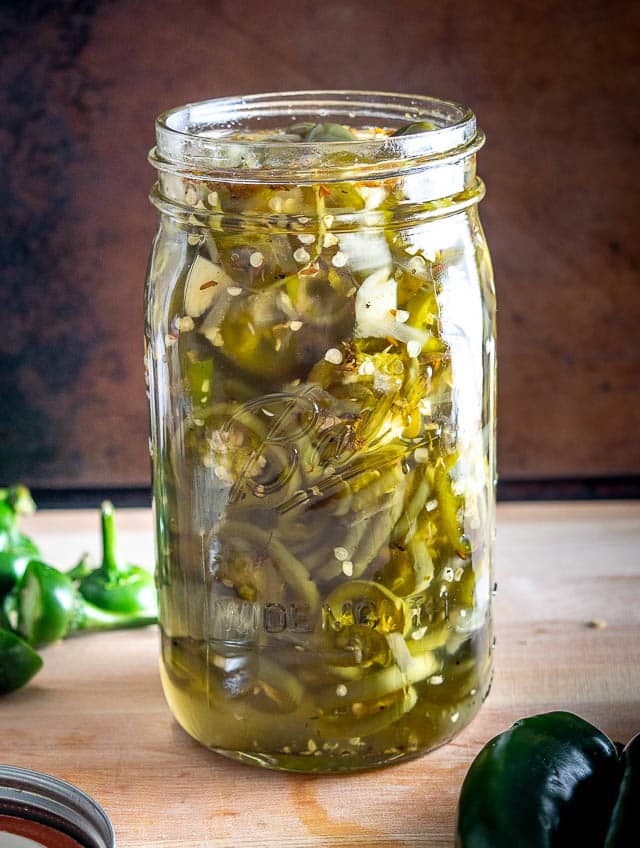 Quart sized jar of Candied Jalapenos