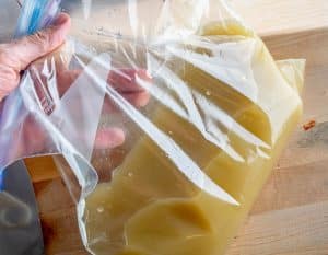 Storing vegetable stock in a gallon sized Ziploc