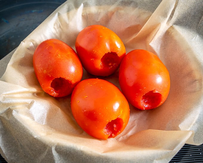 Roasting the tomatoes