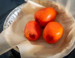 Roasting tomatoes for Bean Soup