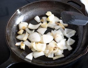 Saute onion and garlic for Mexican Bean Soup
