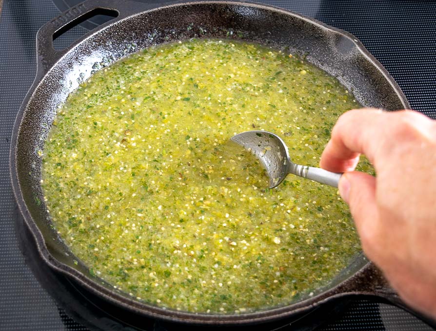 Adding Mexican oregano to green enchilada sauce