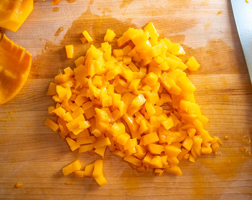 Diced mango from 1.5 lbs. worth