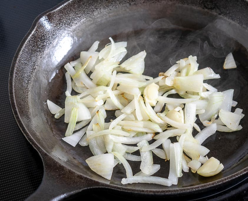 Cooking onion and garlic