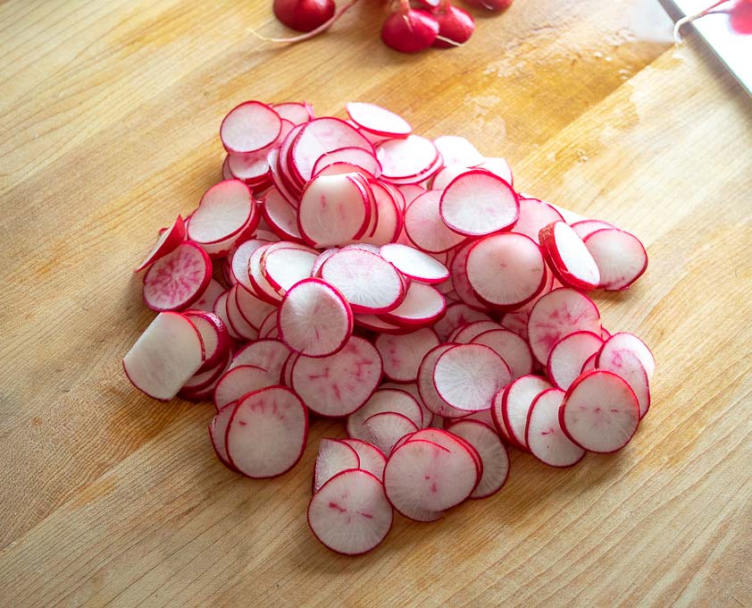 Radishes after being sliced up