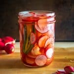 I love making a quick batch of these Spicy Pickled Radishes when I have extra radishes laying around. It only takes 5 minutes to put them together and you'll be able to munch on them for weeks!