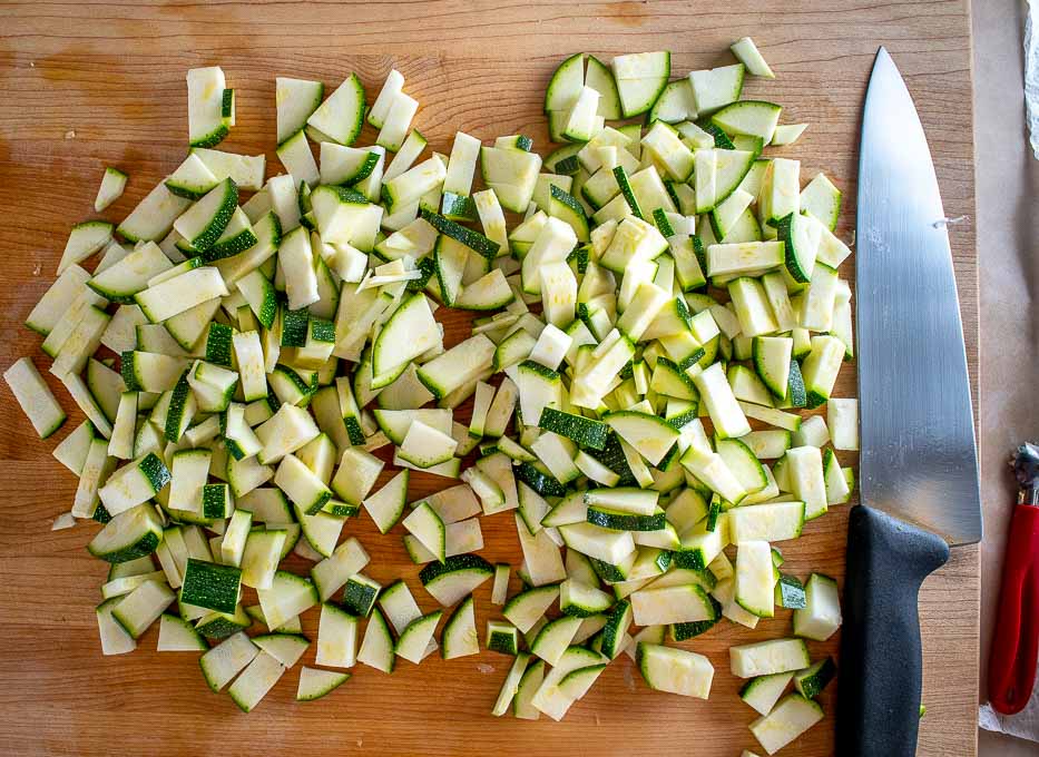 2 grote in stukken gesneden courgette