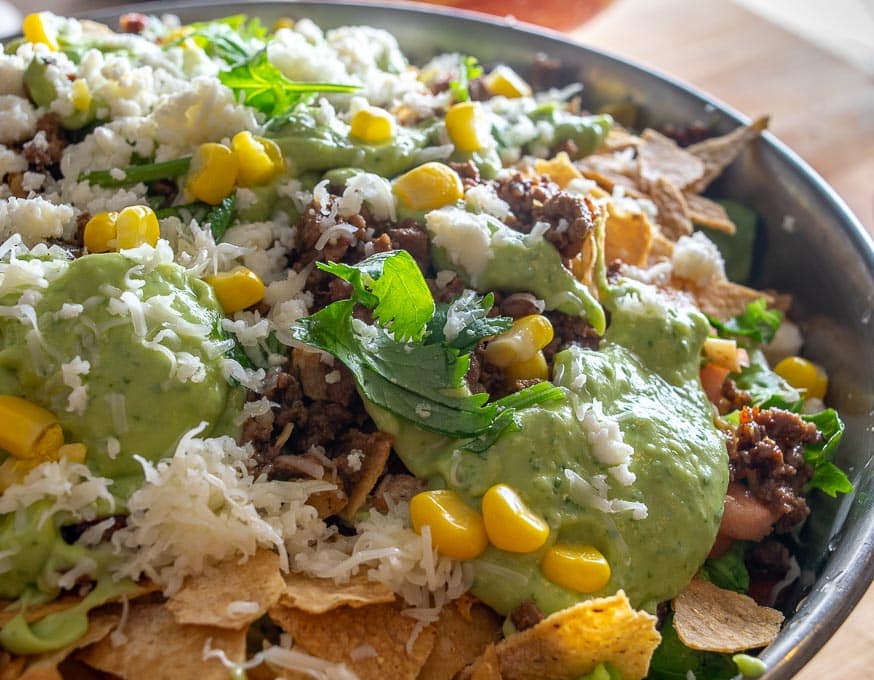 Closeup of Ground Beef Taco Salad