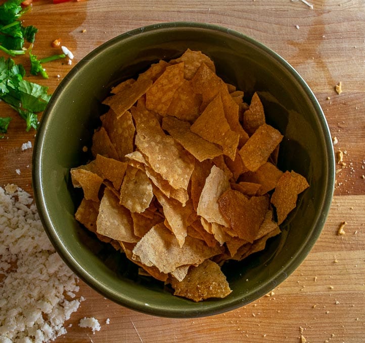 2 cups worth of crispy tortilla strips