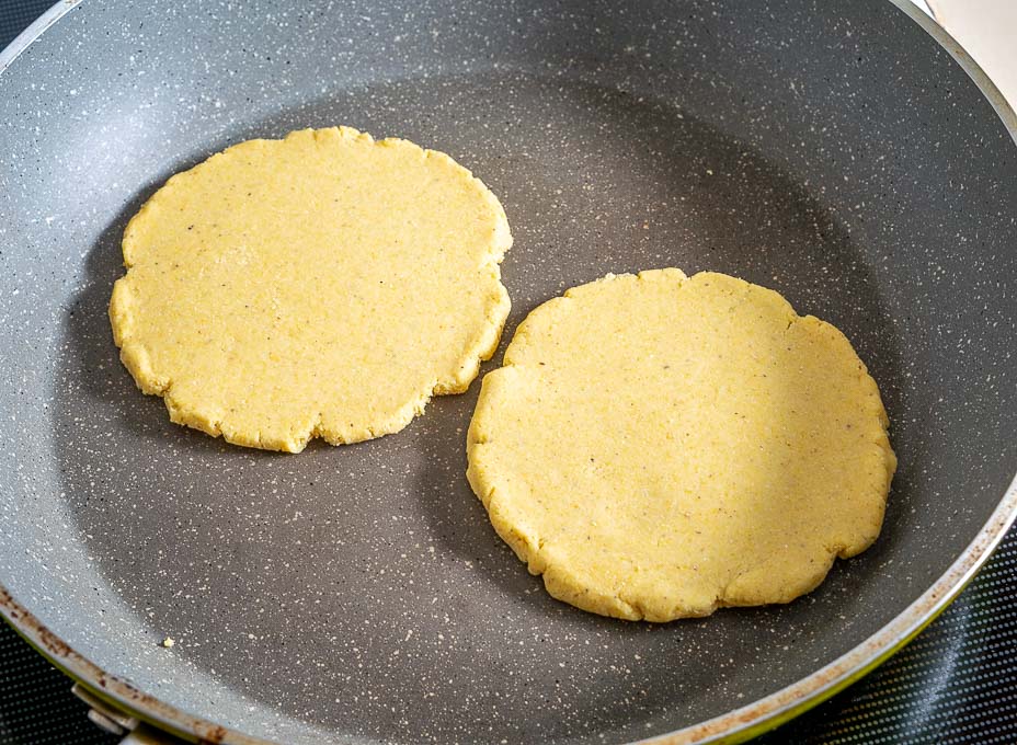 Cooking Sopes for 2 minutes per side