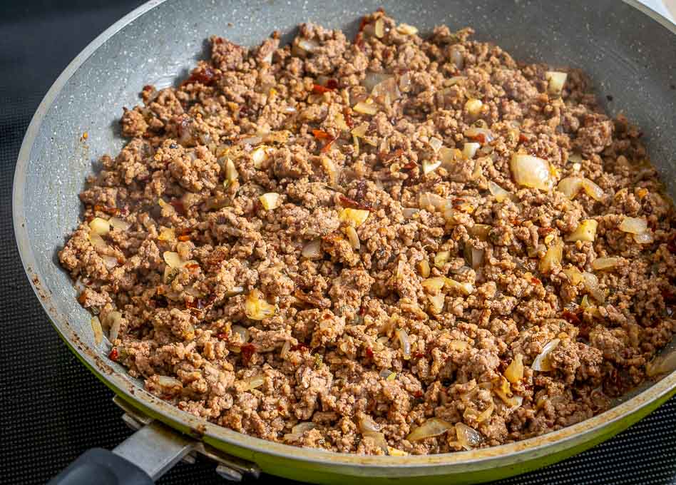 Ground beef after adding all of the spices