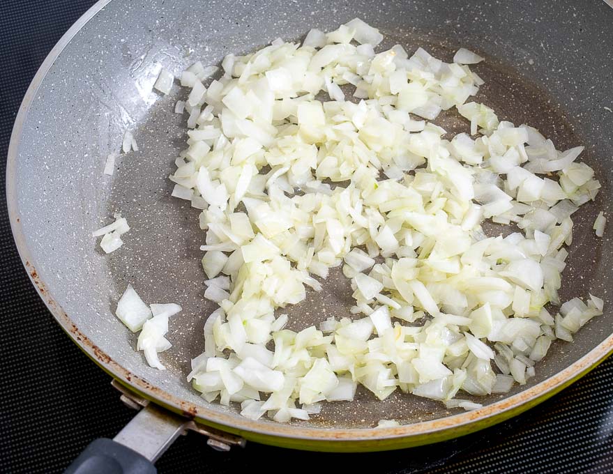 Cooking finely chopped onion in some oil over medium heat