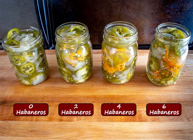 If you ever find yourself craving more heat in your Pickled Jalapenos, just add 3-4 Habanero chiles for every pound of Jalapenos. But consider yourself warned as this will add some real zip! mexicanplease.com