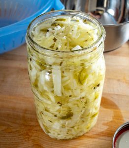 Quart sized jar of Spicy Cabbage Slaw