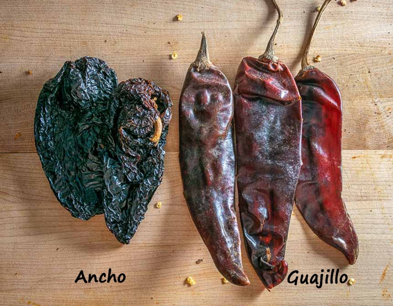 Ancho and Guajillo dried chiles, 2 oz. 