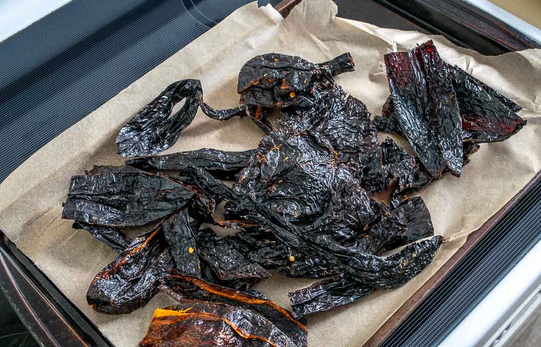 Roasting dried chiles in the oven at 400F