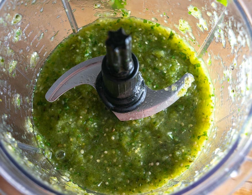 Chile Verde sauce after being blended