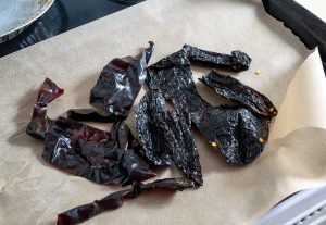 Ancho and New Mexican chiles after being de-stemmed and de-seeded
