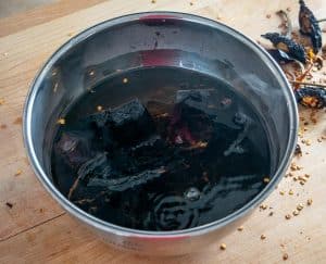 Reconstituting the dried chiles