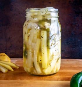 What a treat to have a jar of these PIckled Potatoes in the fridge! I used 3 jalapenos to give them some kick but you can always use less for a milder batch. mexicanplease.com