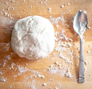 Gluten free flour dough after combining