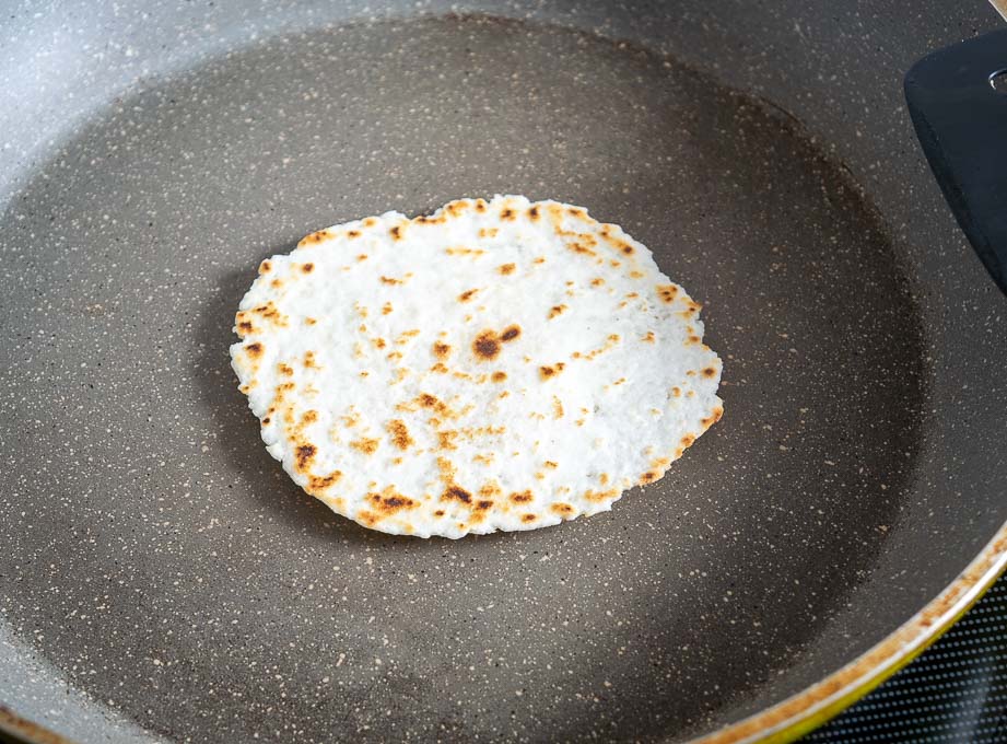 Cup4Cup tortilla cooking in the skillet