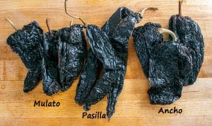 Ancho, Mulato and Pasilla chiles