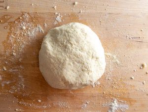 Cohesive ball of half and half dough