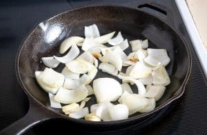 Cooking the onion and garlic