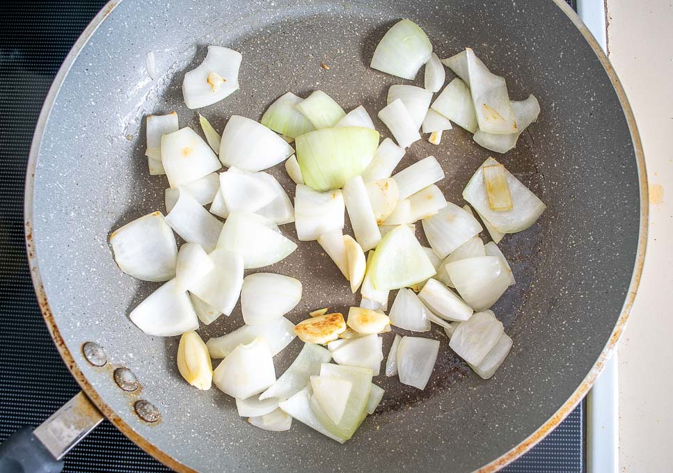 Cooking the onion and garlic