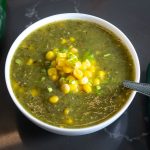 Here's an easy recipe for an awesome Corn Poblano Soup! Consider yourself warned though, it packs some heat!